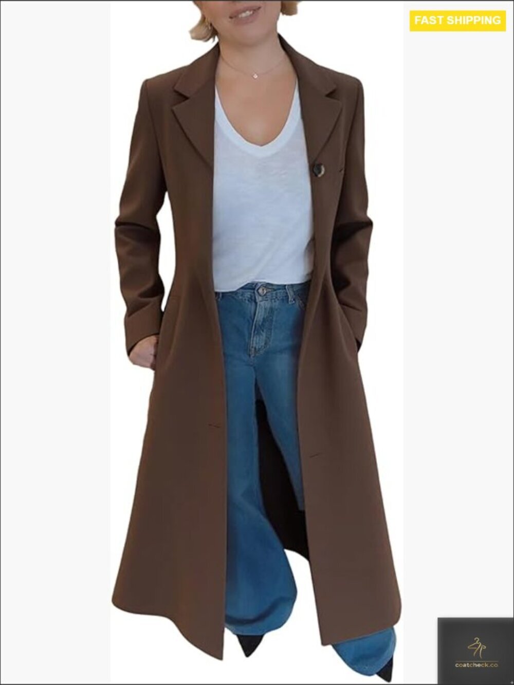 Leopard Print Trench Coat Slim Fit Elegant Classic Lapel Long Overcoat